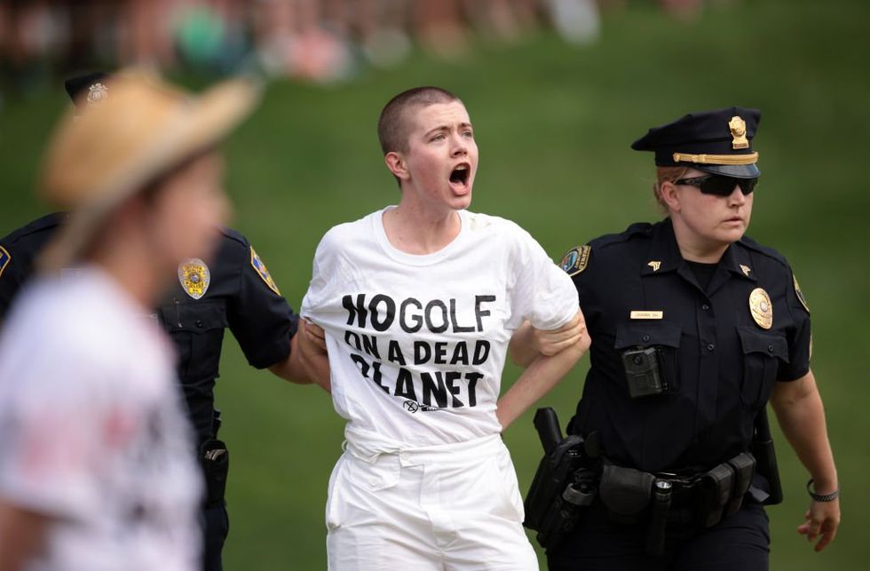 6 climate protesters arrested at PGA Tour event — group then blames lightning striking a tree on climate change