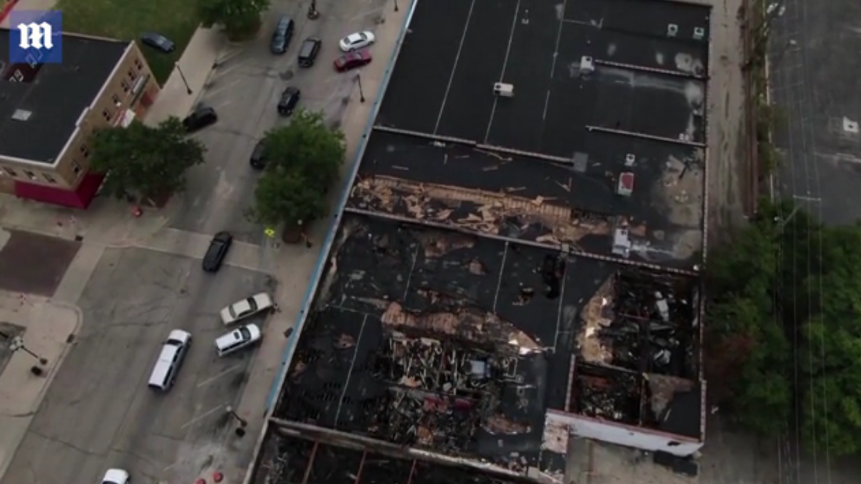 Aerial footage shows massive scale of destruction in Kenosha as Trump prepares to visit the city