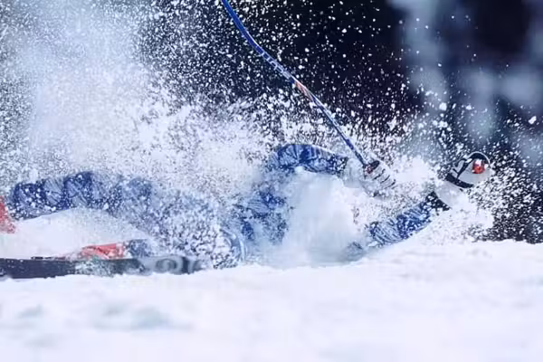 All downhill from here: An aging hot dog hangs up his skis