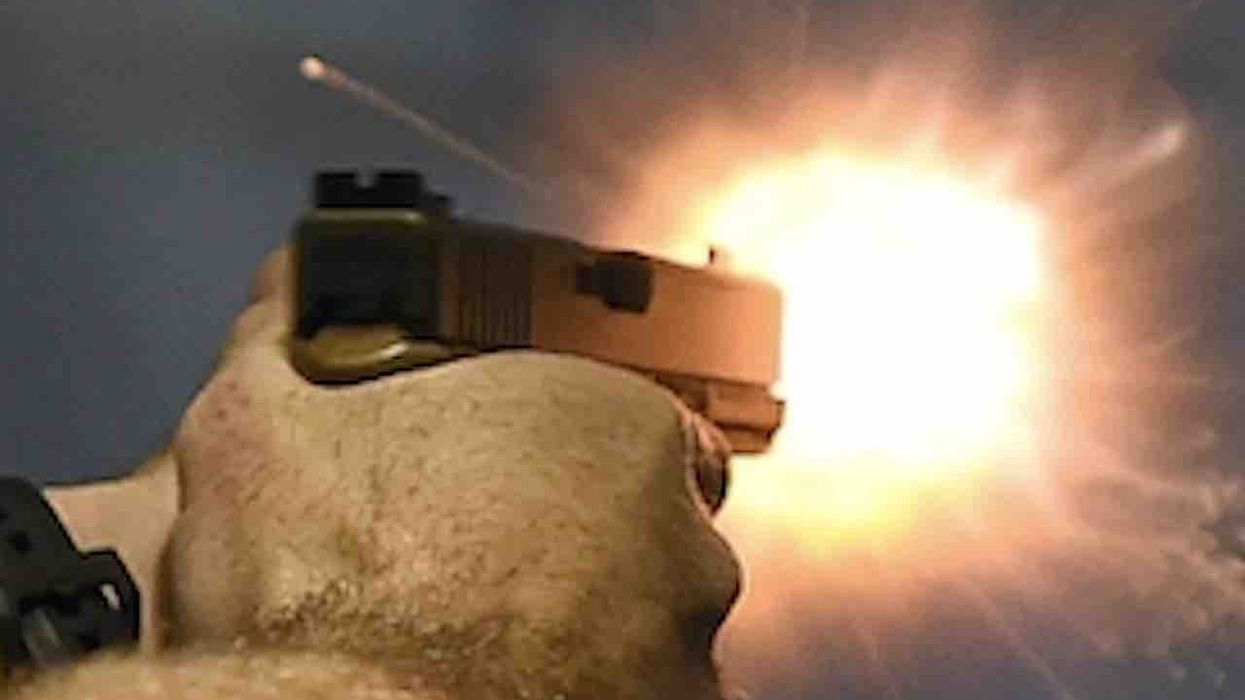 Alleged intruder armed with 3-foot wooden stake throws rock at homeowner's face. But victim has more lethal weapon on hand.