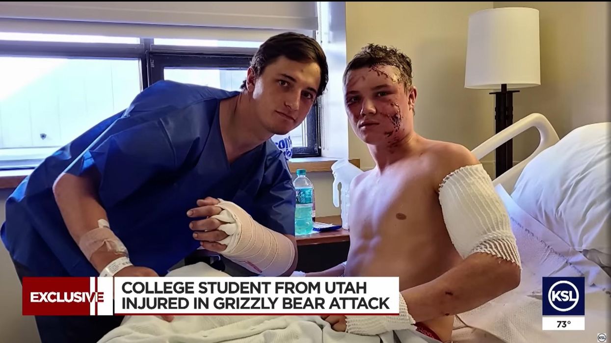Although left bruised, broken, and bleeding, two college wrestlers threw down with a grizzly bear and survived