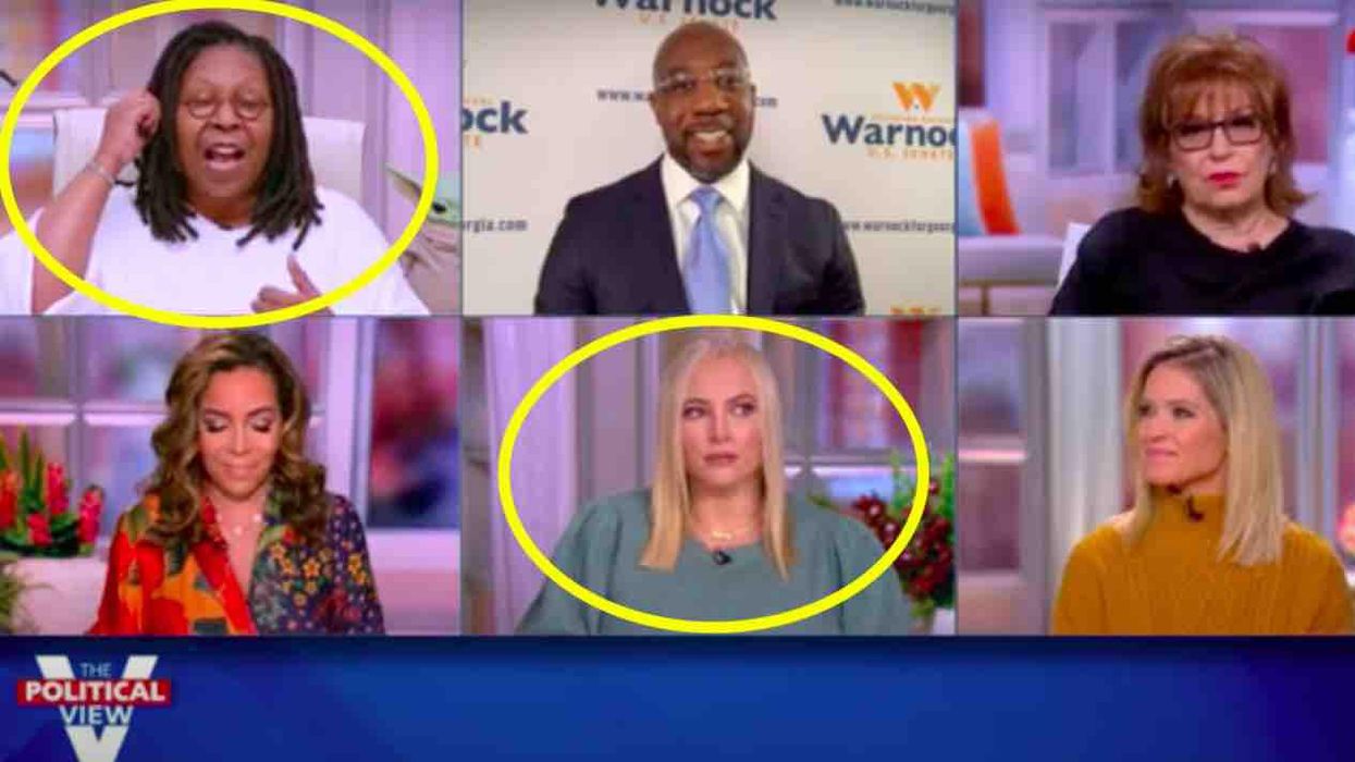 Angry Whoopi Goldberg slaps down Meghan McCain's questions for Democratic US Sen.-elect Raphael Warnock — who of course skirted them