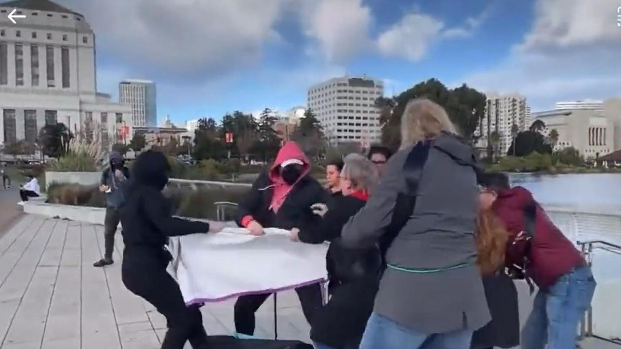 Antifa thugs attack women protesting potential placement of murderous transsexual in women's prison: 'These are the kind of men we want to keep out of the prison'