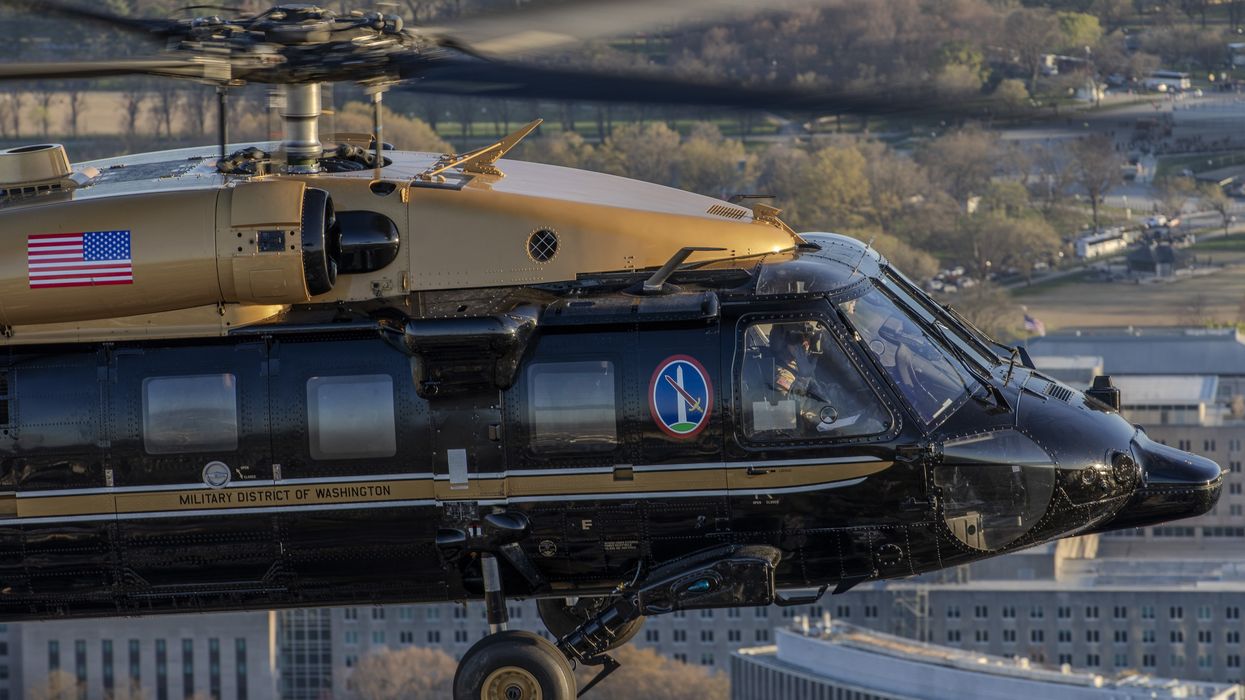 Army VIP gold-top helicopter flights are common in busy DC air corridor