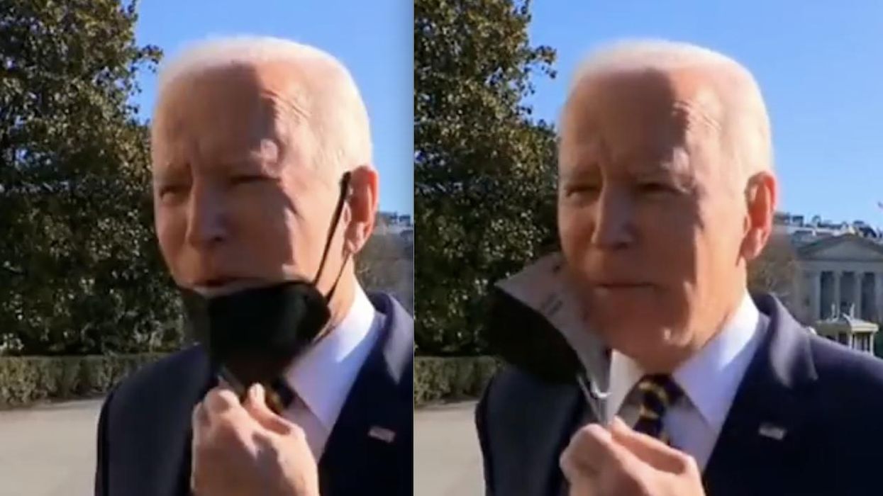 Biden says 'this looks stupid' as he removes his face mask while speaking to reporters outside White House