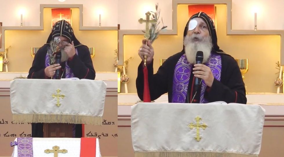 Blinded bishop defiantly picks up where he left off — at altar where Islamic terrorist tried to butcher him