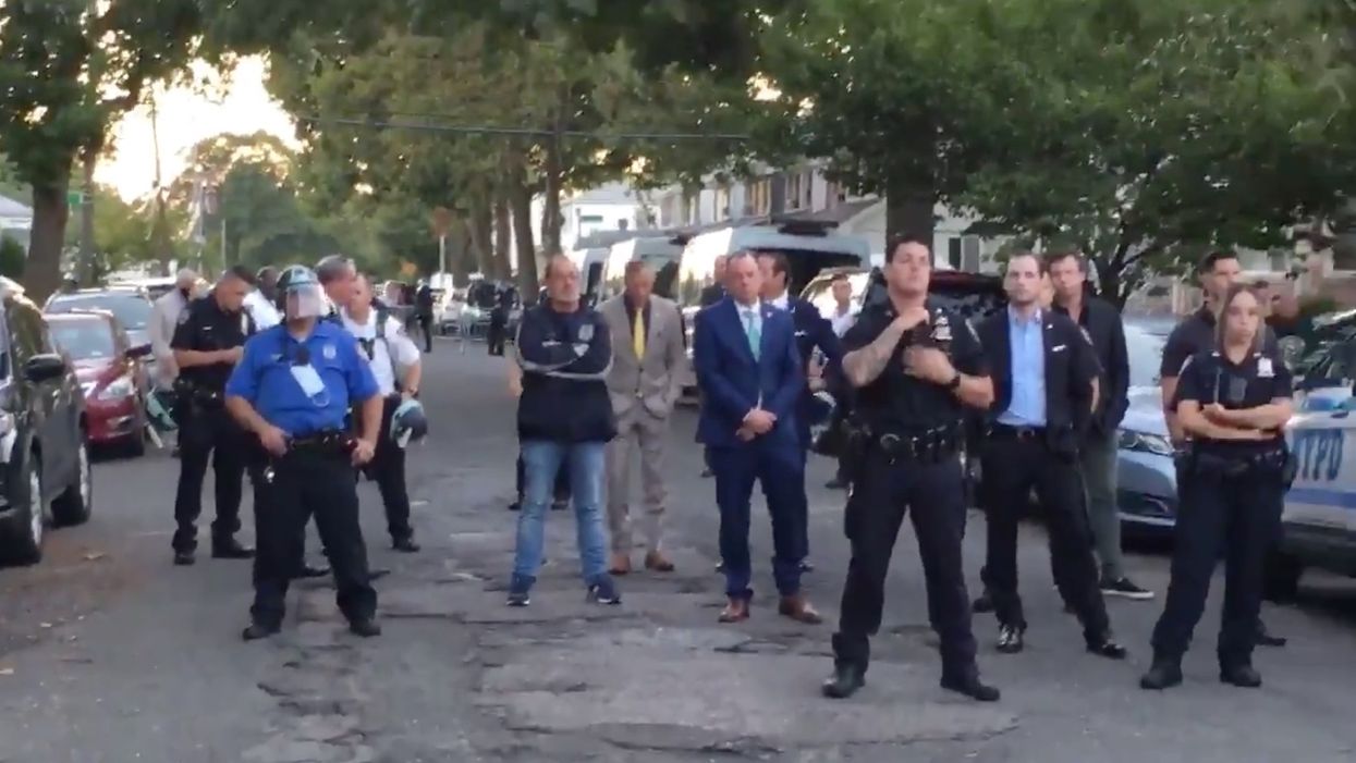 BLM protesters march to NYPD union president's over Trump endorsement, get met by a swarm of cops