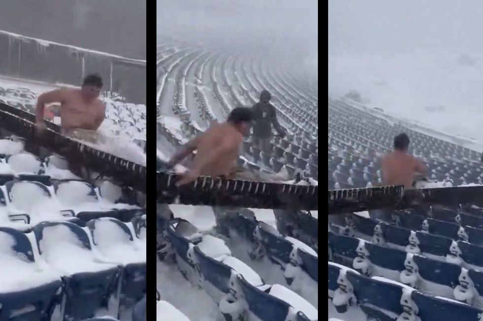 Buffalo Bills fans digging out their snow-buried stadium appear to be having a winter blast