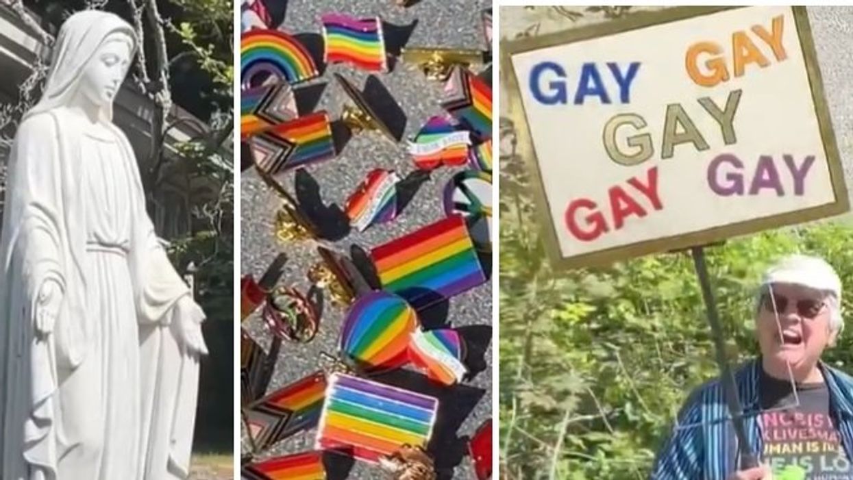 Catholic school parents profane Virgin Mary statue with LGBTQ ribbons after priest refuses to re-sign gay teacher: Report