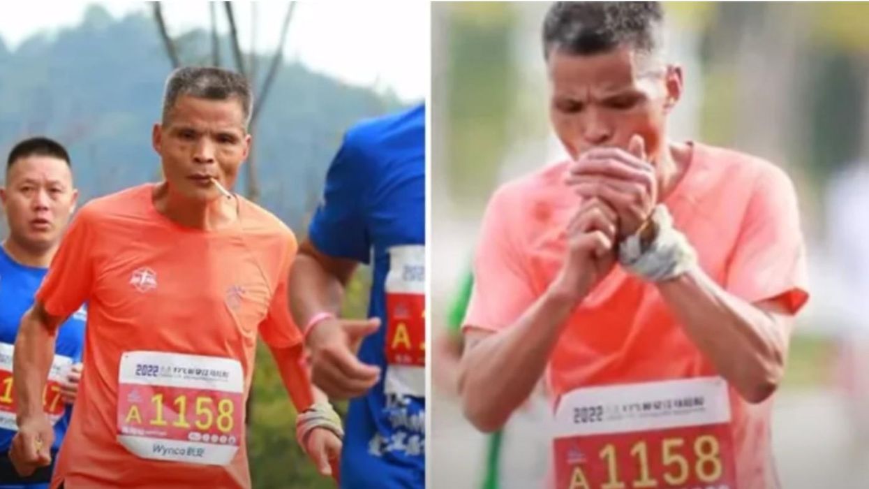 Chain-smoking 'uncle' lights up the competition at yet another marathon — impressing keyboard runners on social media everywhere