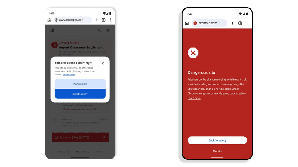 Chrome suspicious sites warnings