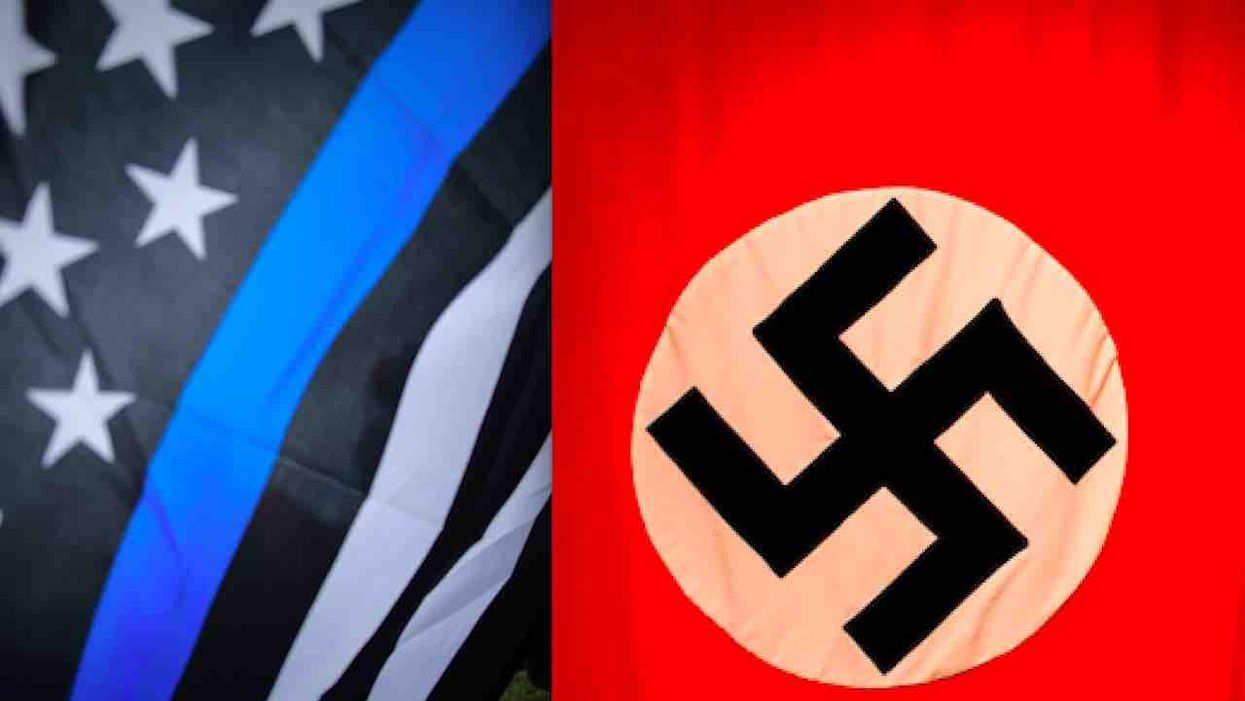 City official posts image likening Thin Blue Line flag to Nazi flag on Facebook. But she says her intent wasn't anti-cop.