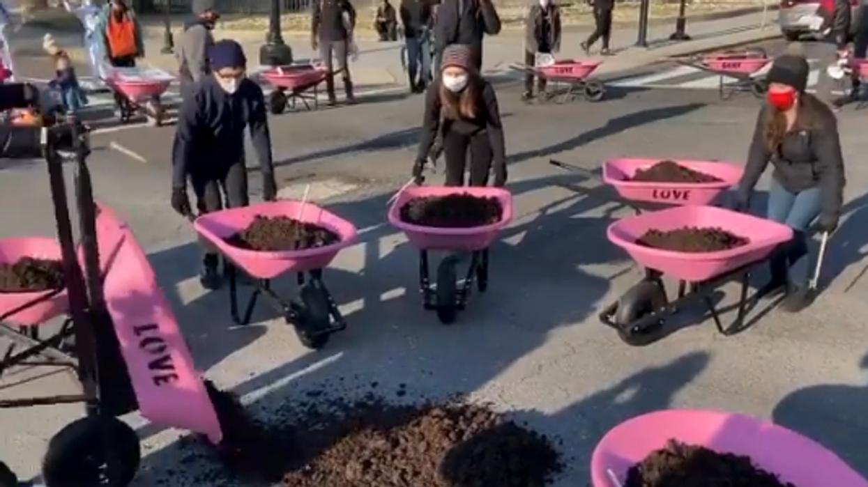 Climate activists dump manure near White House to protest Biden's 'bulls**t' environmental plan