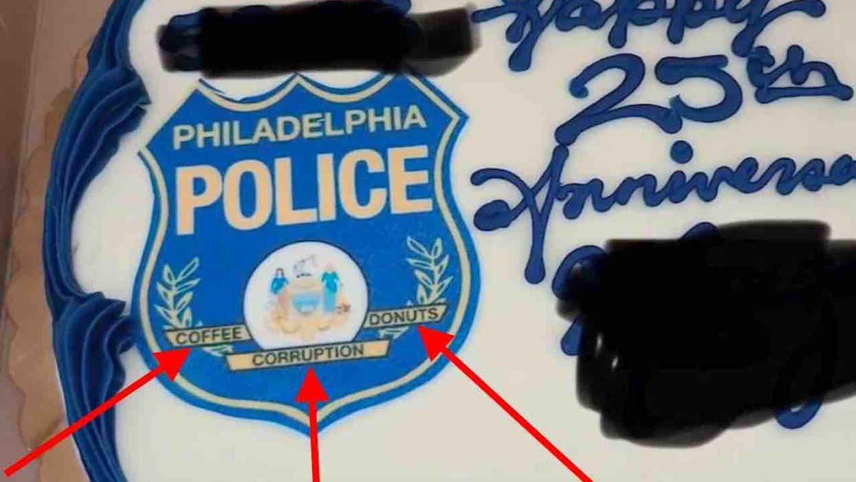 'Coffee, Corruption, Donuts': Cake celebrating cop's years of service uses decoration mocking police. Bakery says it was unintentional.