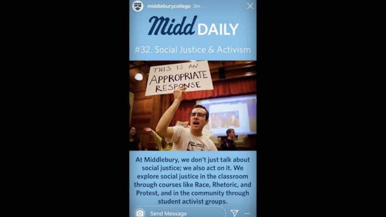 College uses photo from student protest that turned violent to promote school's 'social justice'