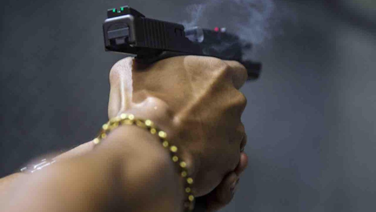 Crooks point gun at woman and demand her property. But she grabs her own gun, fights off attackers, fires one round — and they all run for their lives.