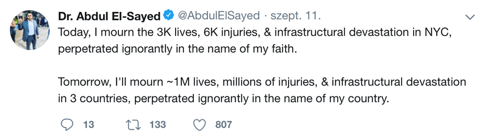 Deleted tweet from Abdul El-Sayed's Twitter account