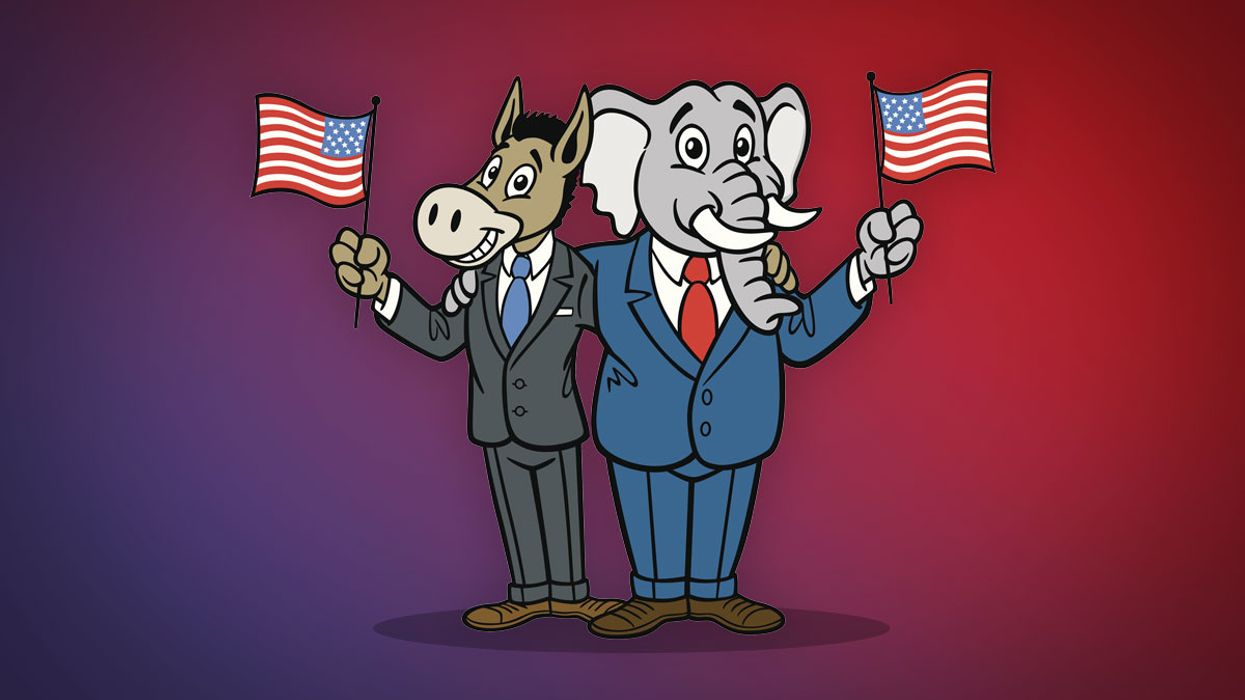 Democrat donkey and Republican elephant