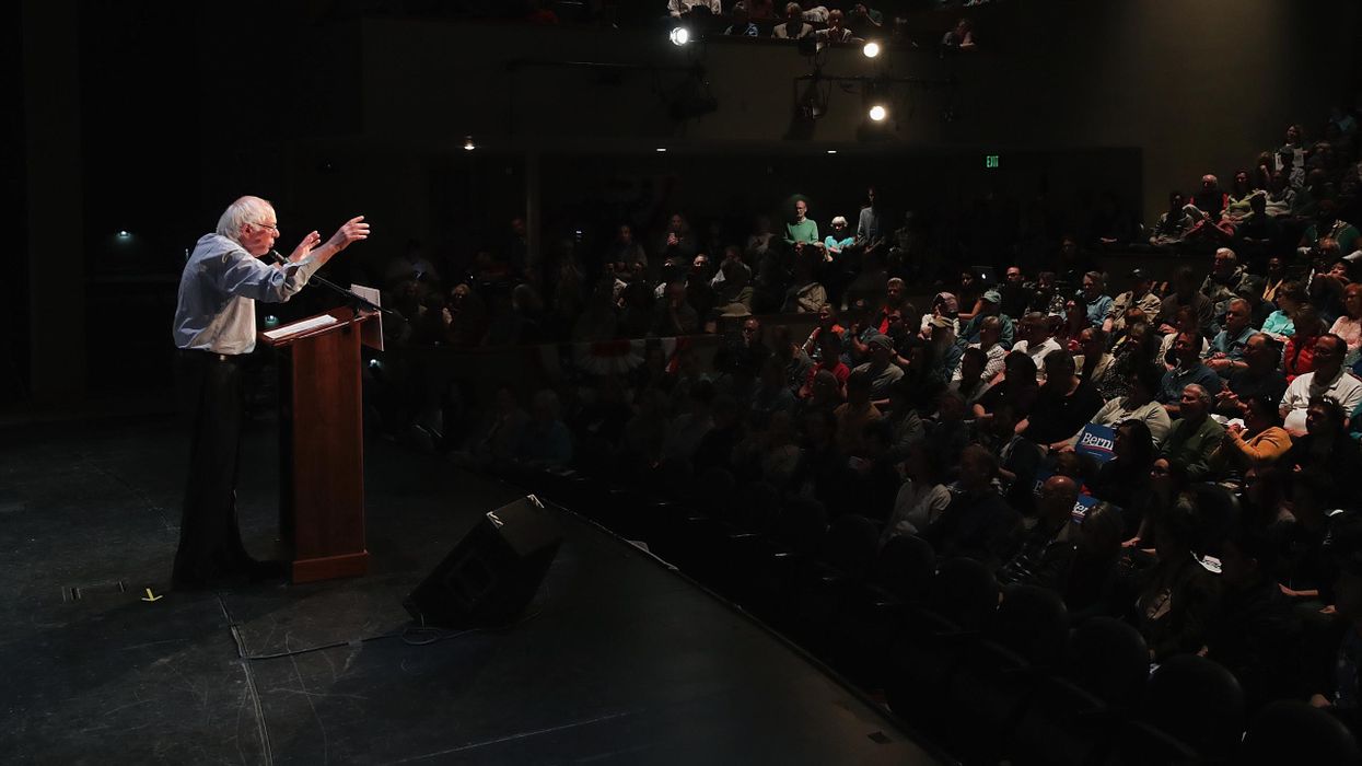 Democratic presidential candidate Senator Bernie Sanders (I-VT) speaks during a rally at the Fairfield Arts and Convention Center on April 06, 2019 in Fairfield, Iowa. The event is the final of three campaign events Sanders held in the state today.