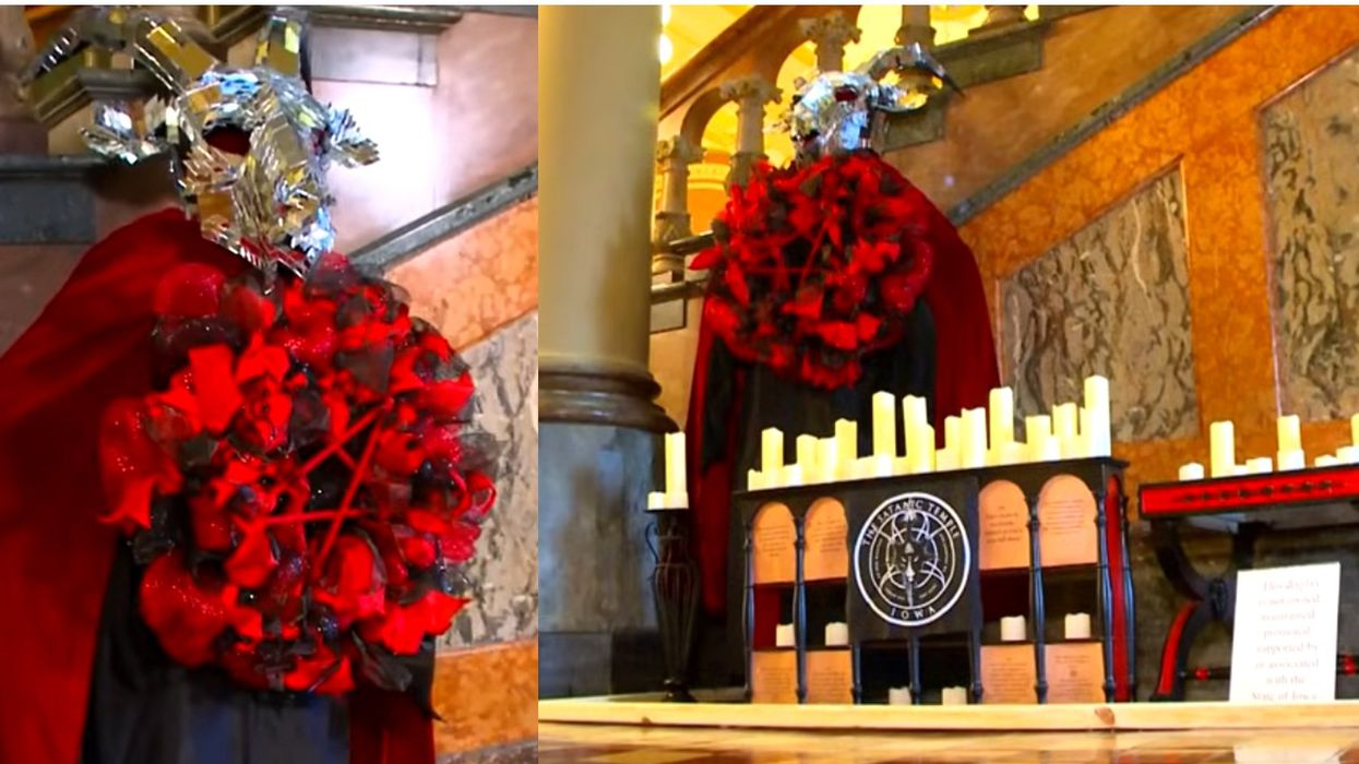 Devout Christian destroys satanic idol at Iowa Capitol. Appreciative donors fund his legal defense inside 3 hours.