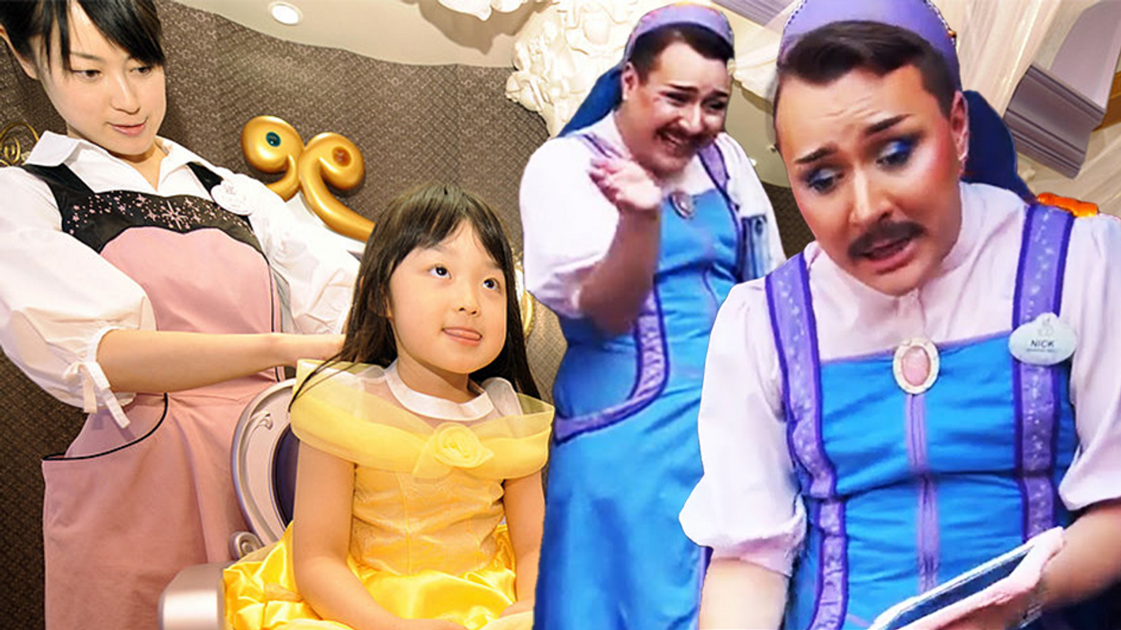 Disneyland appears to employ man in a dress to greet young girls for princess-themed dress shopping and makeover