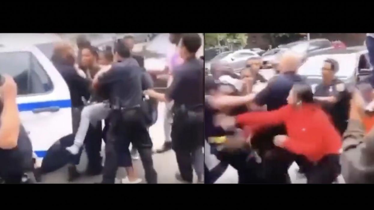 Disturbing video shows suspects punch, spit on NYC cops in reaction to arrest on Harlem street: 'Oh, she spit in his face!'