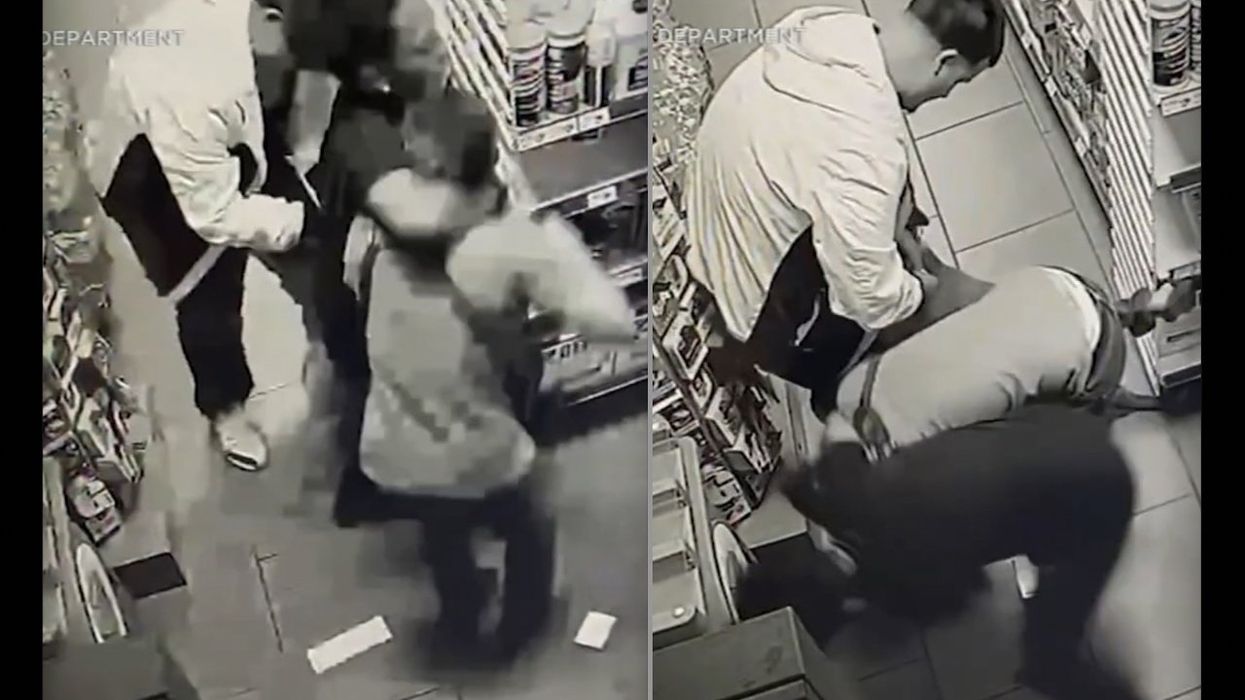 Dog owner punched, put in headlock, knocked to floor in apparently unprovoked assault in 7-Eleven — and attackers take her dog. But there's a happy ending.