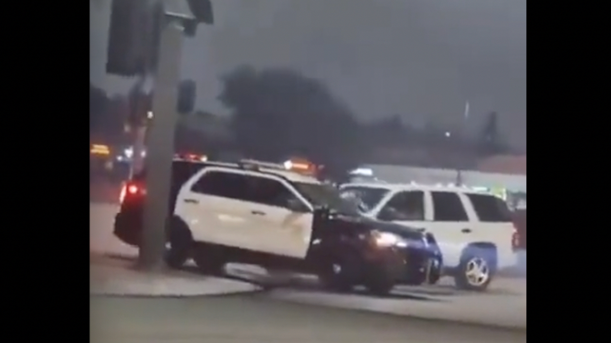 Driver doing donuts repeatedly rams deputy, who fires single shot in response. When driver rams him yet again, deputy is all done playing.