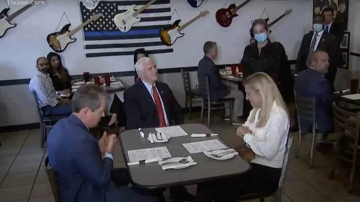 Editor seemingly ties VP Pence to 'white supremacists' for eating near thin blue line flag