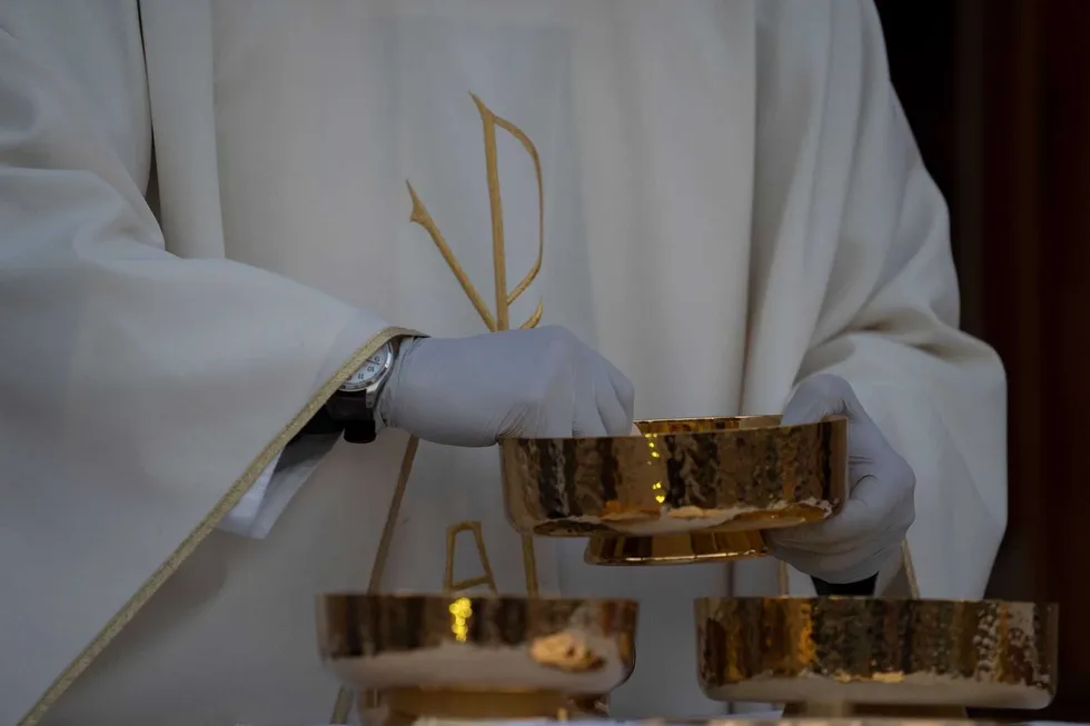 Elderly Catholic priest charged with 2 felonies over fight with senior woman about 'politically inclined' poster