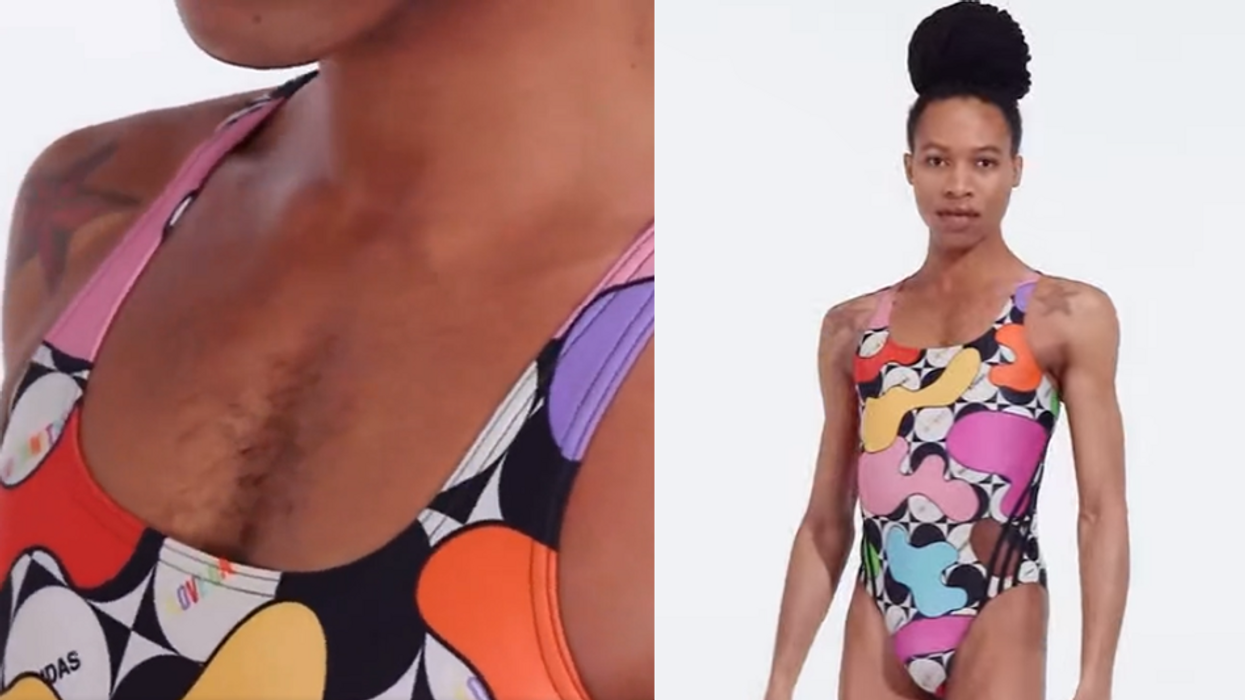 'Erasing women': Adidas women's swimsuit model has chest hair and bulge; pride-themed clothing line launched to 'honor the LGBTQIA+ community'