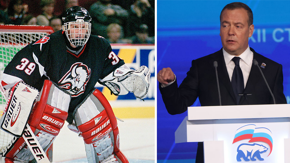 Ex-NHL goalie calls Trump a 'traitor' and says former Russian president Dmitry Medvedev threatened to kill him