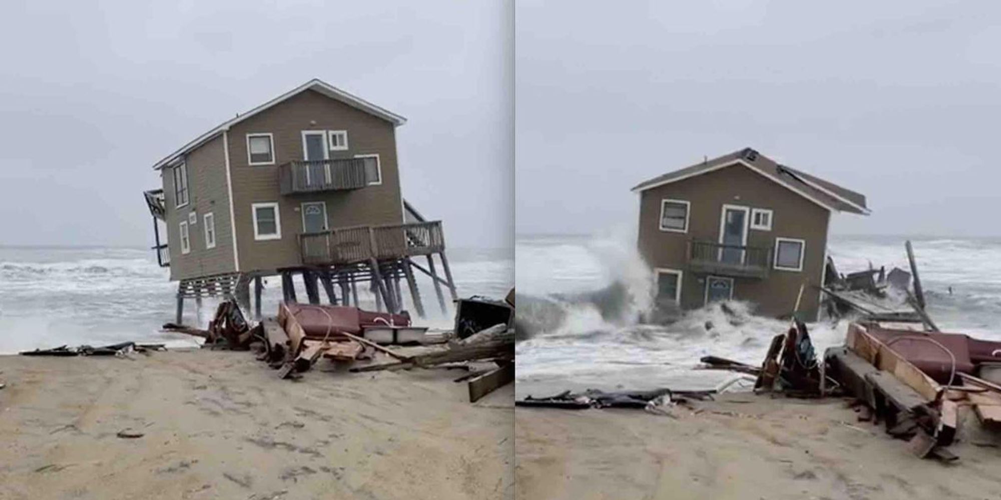 Video Home collapses into sea off North Carolina coast amid storm