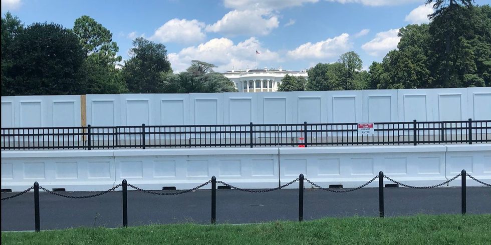 White House builds massive 'anti-climb' wall following protests