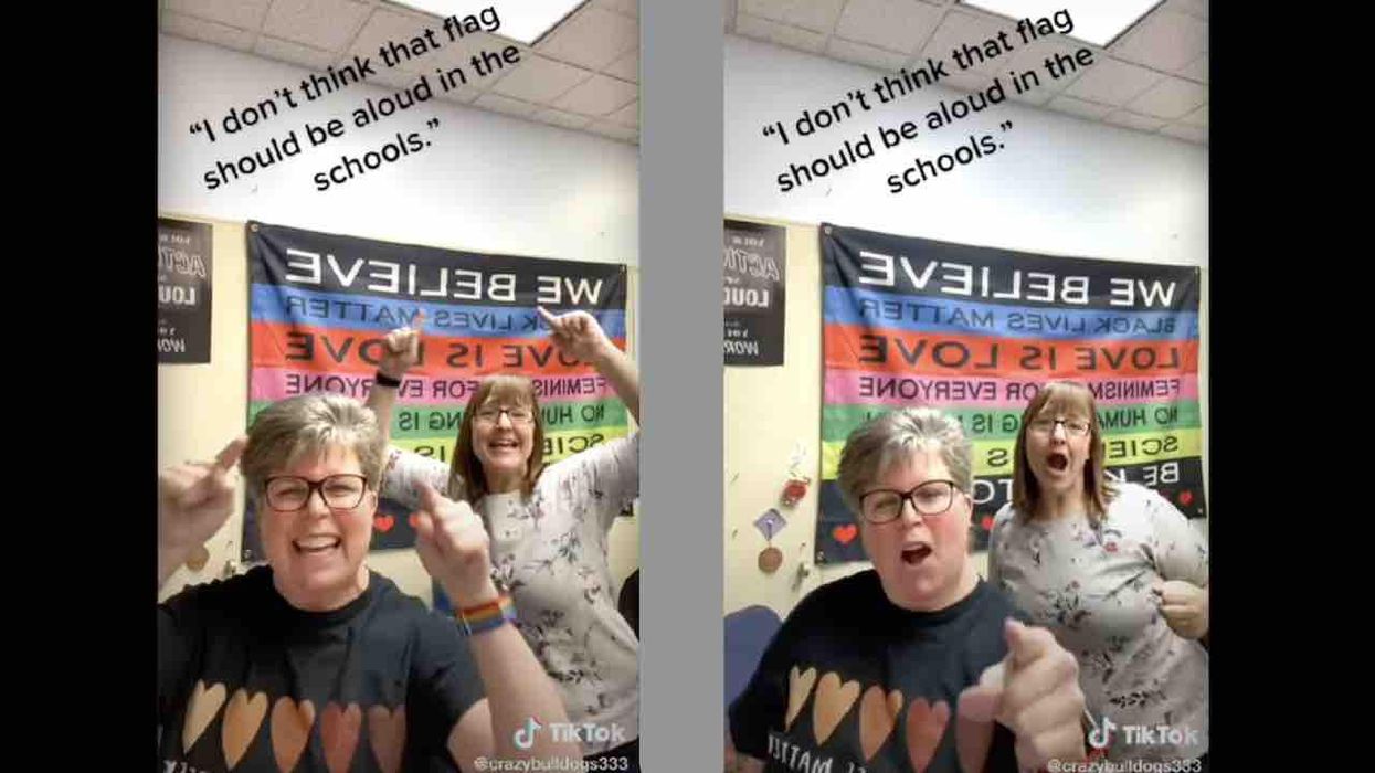 'F*** you!': School district staffers — reportedly middle school guidance counselors — on leave after apparently flipping off anti-LBGTQ folks in video