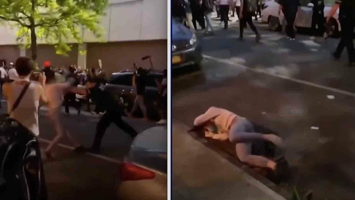 Female protester shoved to street by NYPD officer: Cops should exercise 'self-restraint' with aggressors