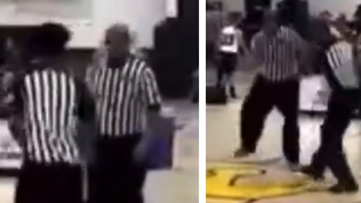 Fists fly as 3 refs brawl in the middle of the court during youth basketball tournament: Video