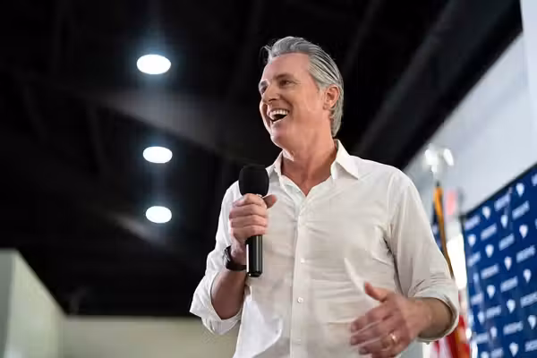 Gavin Newsom invoked Nietzsche. I thought of ‘Blazing Saddles.’
