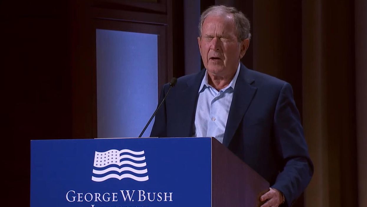 George W. Bush goes mega-viral over Freudian slip that reignited accusations that he is a 'war criminal'