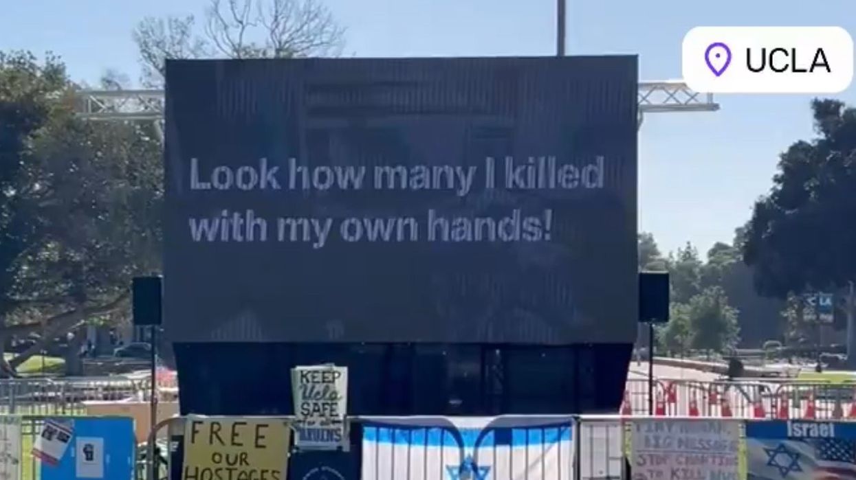 Giant screen erected at UCLA confronts student radicals nonstop with grisly footage of Hamas' Oct. 7 atrocities