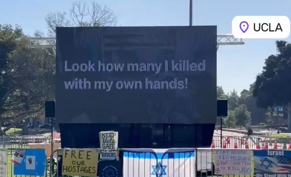 Giant screen erected at UCLA confronts student radicals nonstop with grisly footage of Hamas&apos; Oct. 7 atrocities