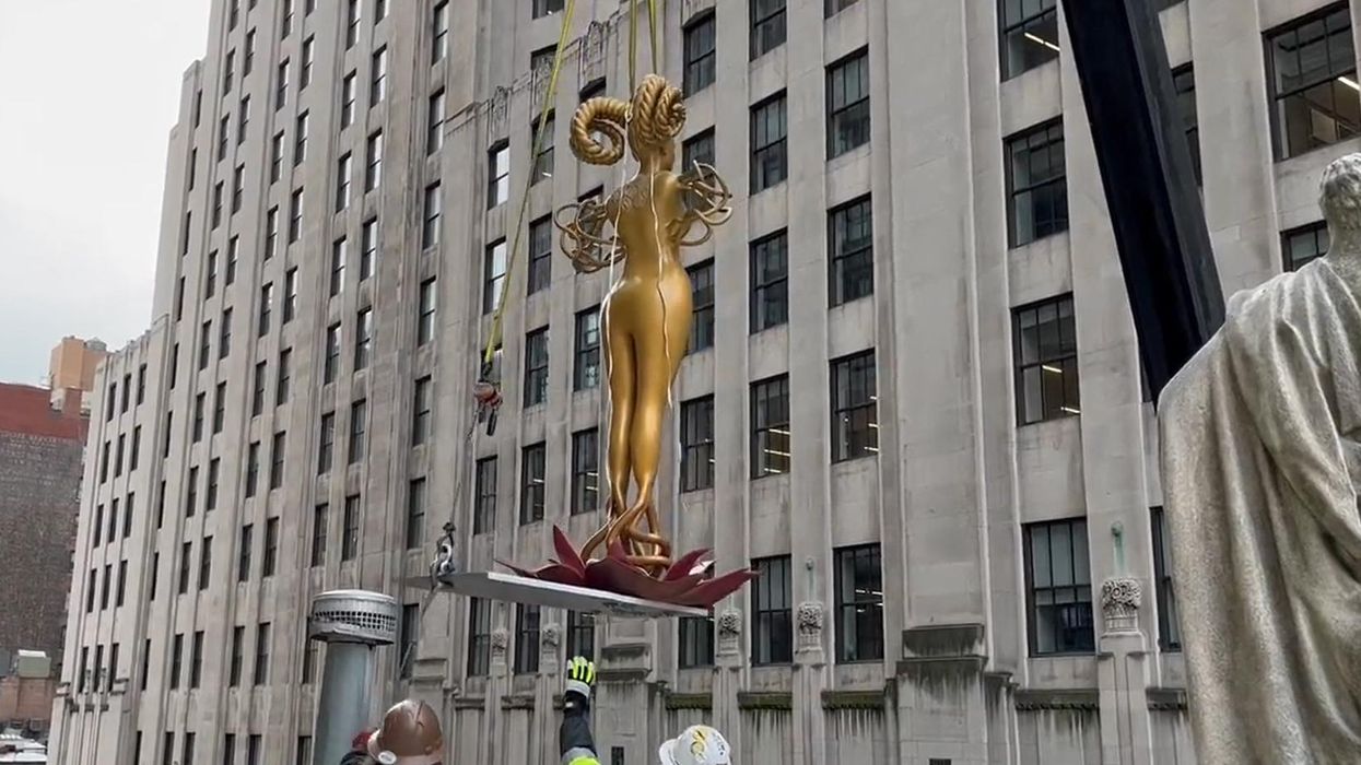Golden statue of horned monster erected atop NYC courthouse to honor Justice Ginsburg and pro-abortion 'resistance'