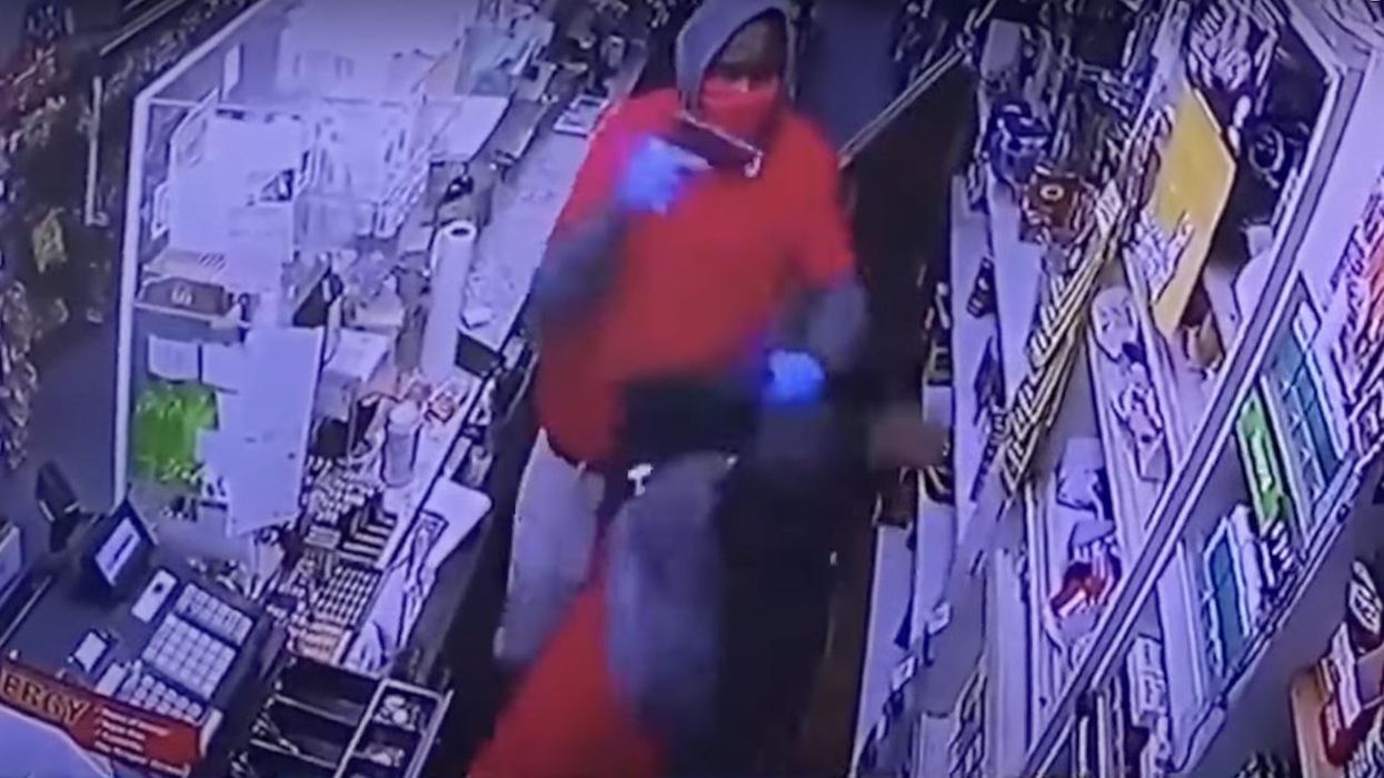 Gun-wielding crook holds up convenience store, but clerk fights back while handing over cash. Crook fires shots — and they miraculously miss clerk.