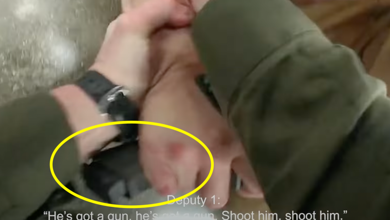 'He's got a gun! Shoot him! Shoot him!': Suspect grabs gun in struggle with three sheriff's deputies before one of them shoots him in the head