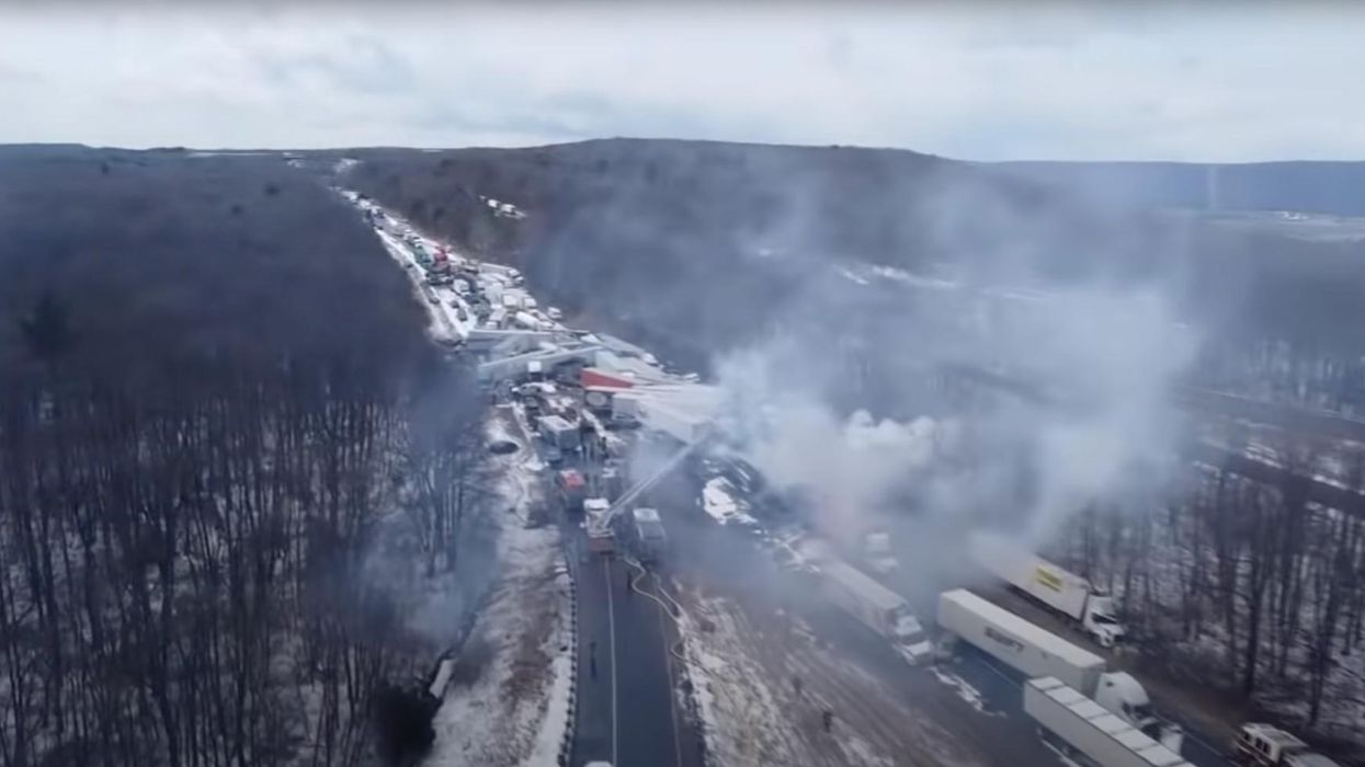 Heart-stopping video shows deadly fiery 50-car pileup unfolding on snowy Pennsylvania highway