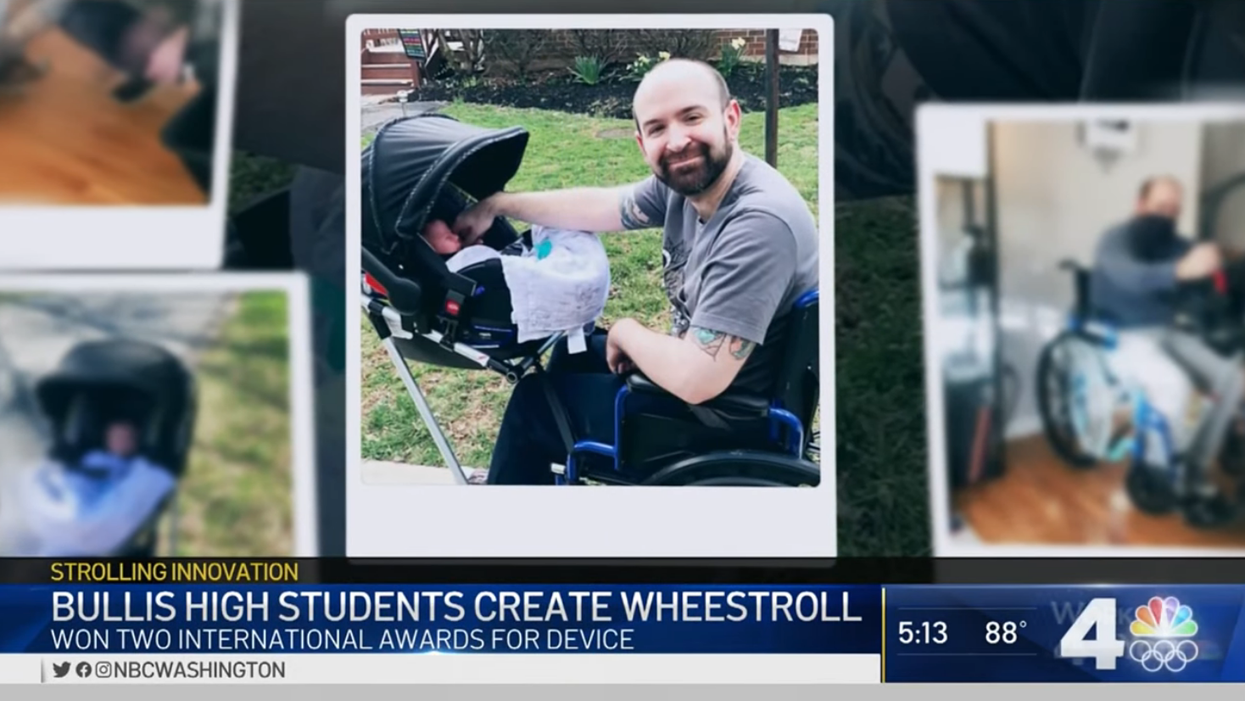 High school students invent device to help teacher’s wheelchair-bound husband stroll with their baby