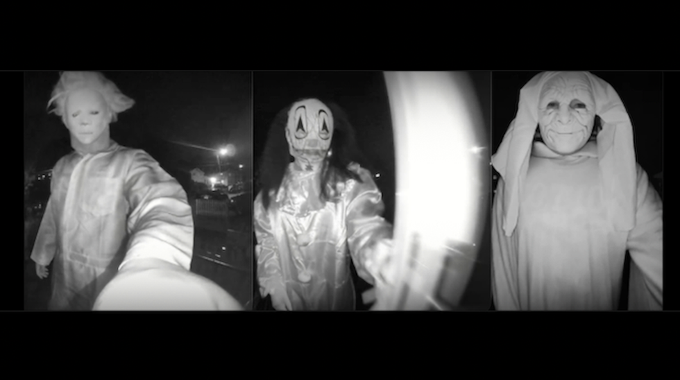 Horror-costumed trio banged on home's front door late at night and 'threatened to kill us,' woman says. Then cops intervened.
