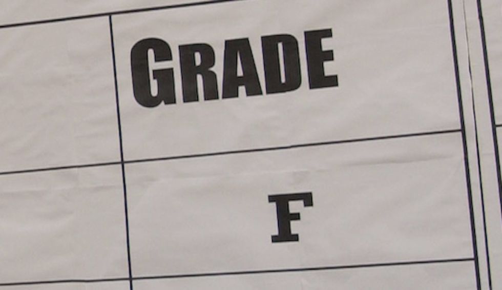 HS student answers 'true' that 'only women can get pregnant‚' 'all men have penises.' Teacher marks his answers incorrect.