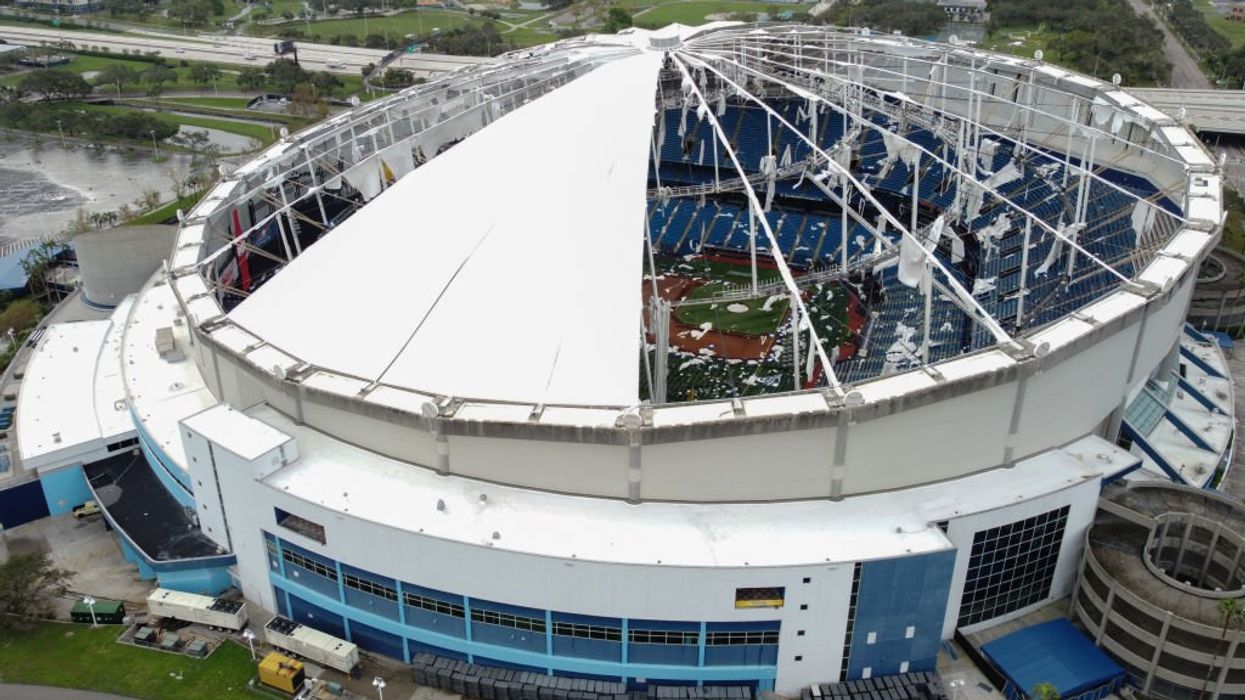 Hurricane Milton tears through Florida, shredding roof off stadium used as shelter for first responders