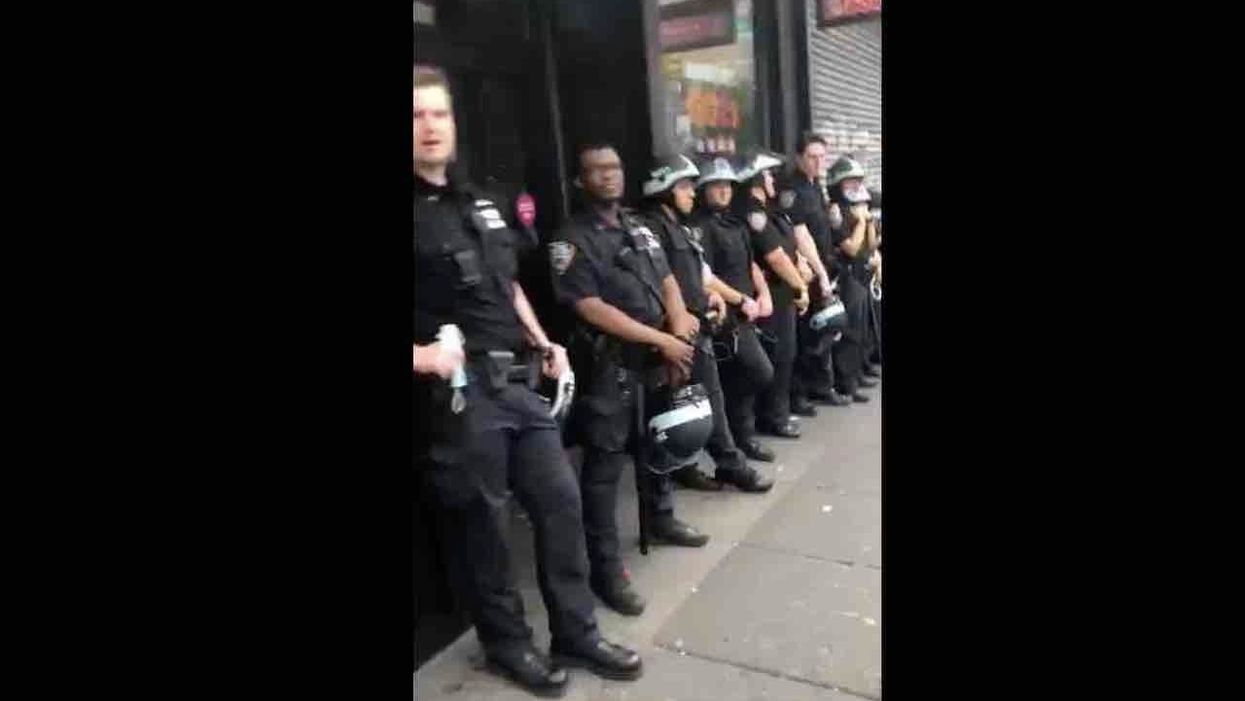 Idiot threatens to 'beat the s**t out of' about 20 NYPD officers. They give him a dose of reality.
